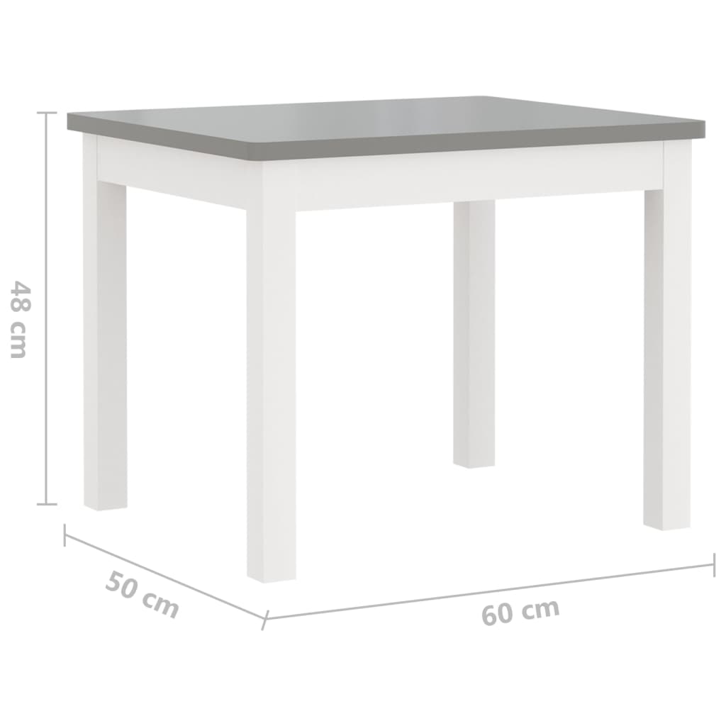 vidaXL 3-delni komplet otroške mize in stolov bel in siv MDF