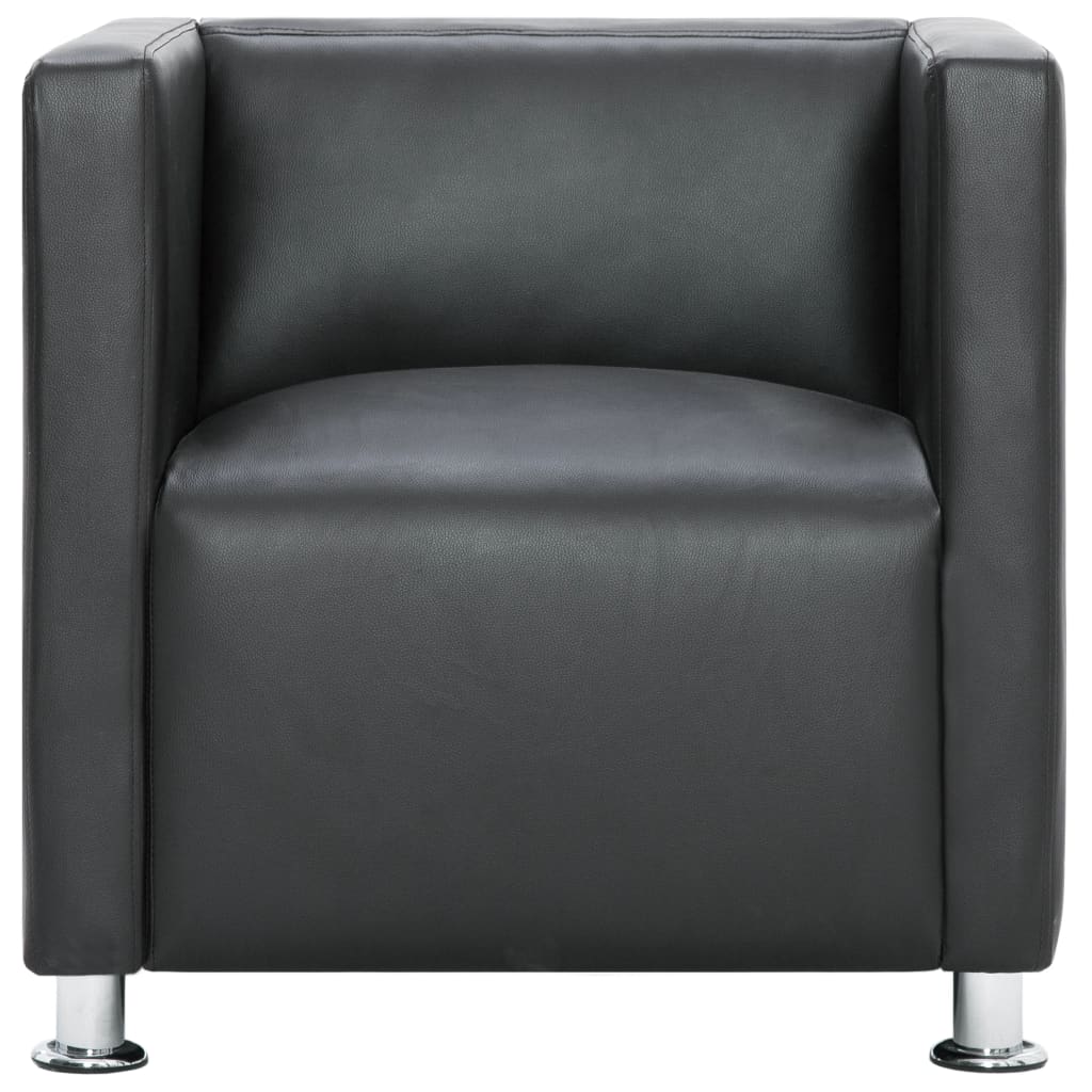 vidaXL Fotelj v obliki kocke sivo umetno usnje