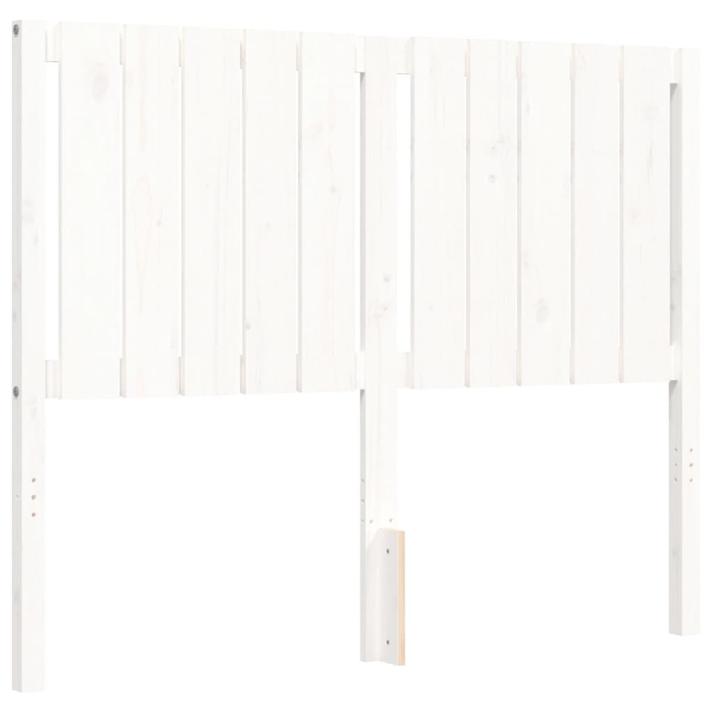 vidaXL Posteljni okvir z vzglavjem bel 120x200 cm trden les