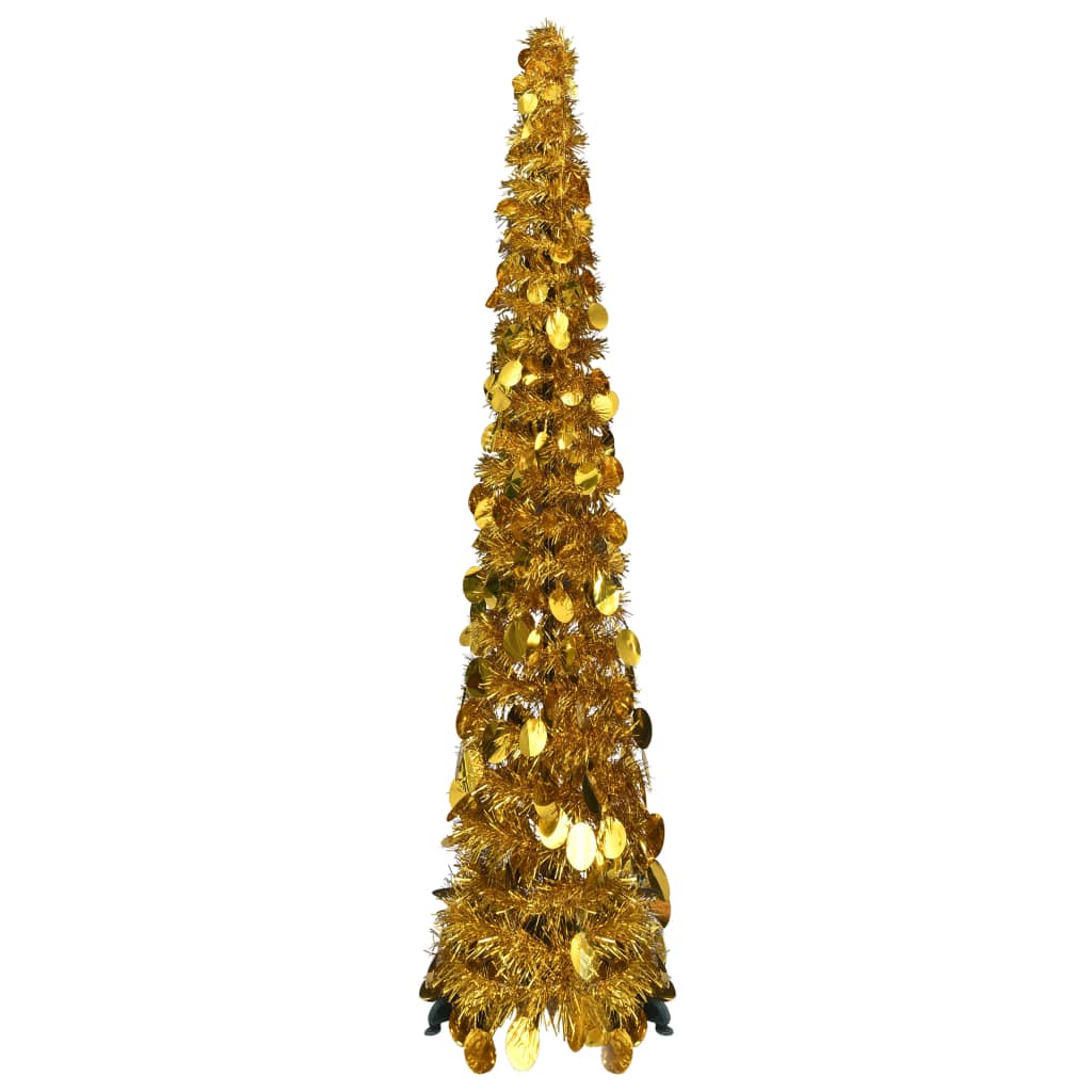 vidaXL Zložljiva umetna novoletna jelka zlata 120 cm PET
