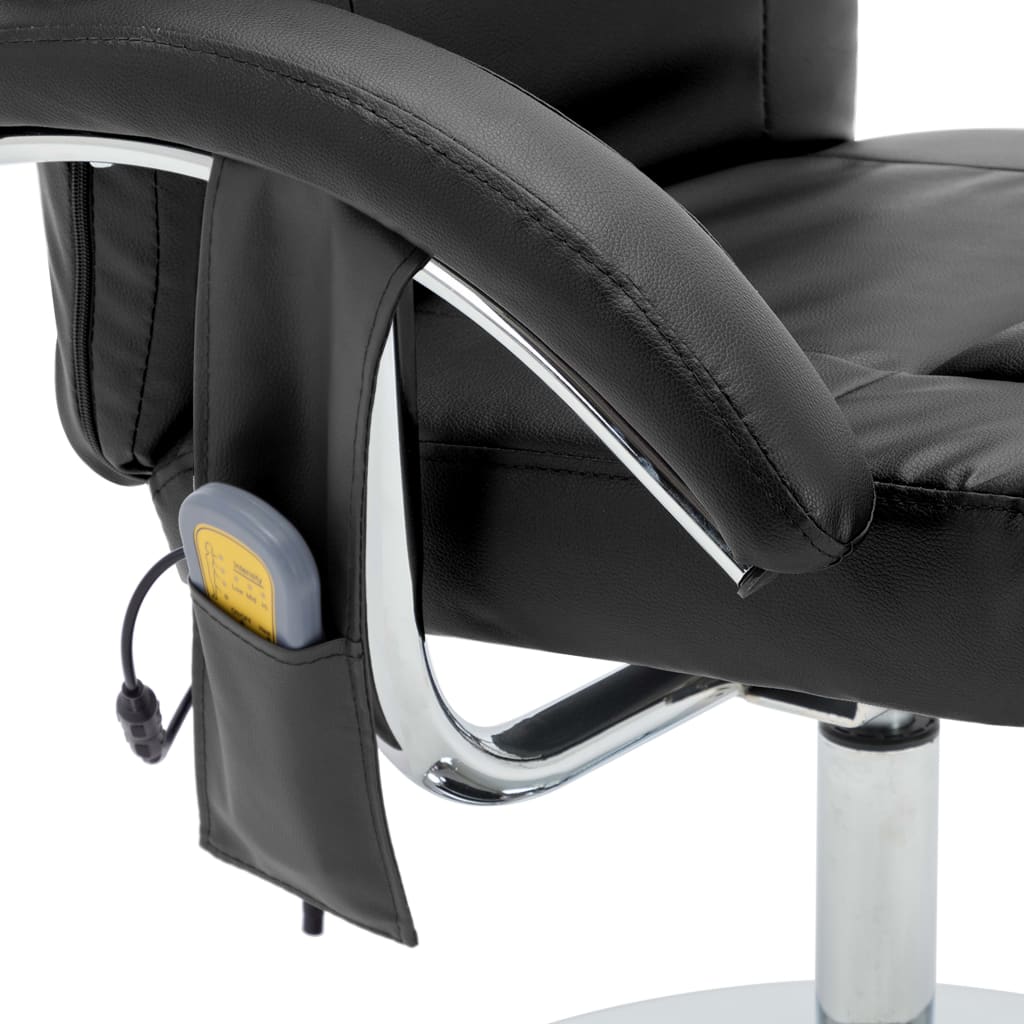 vidaXL Masažni fotelj s stolčkom za noge črn iz umetnega usnja