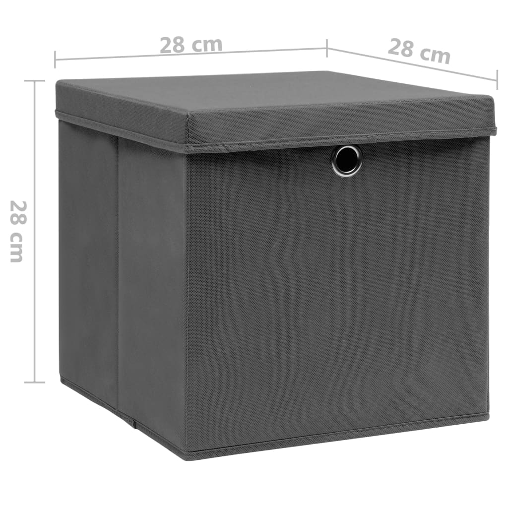 vidaXL Škatle s pokrovi 4 kosi 28x28x28 cm sive