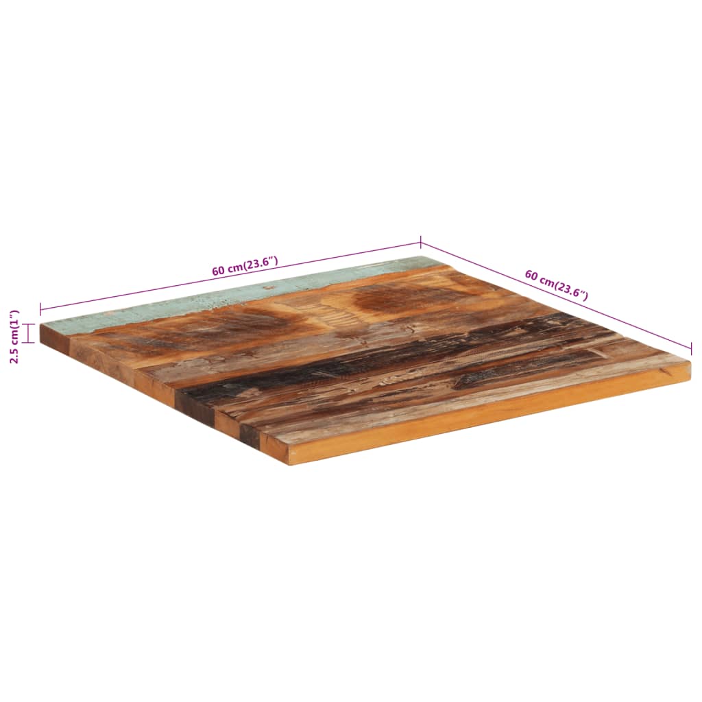 vidaXL Kvadratna mizna plošča 60x60 cm 25-27 mm trden predelan les