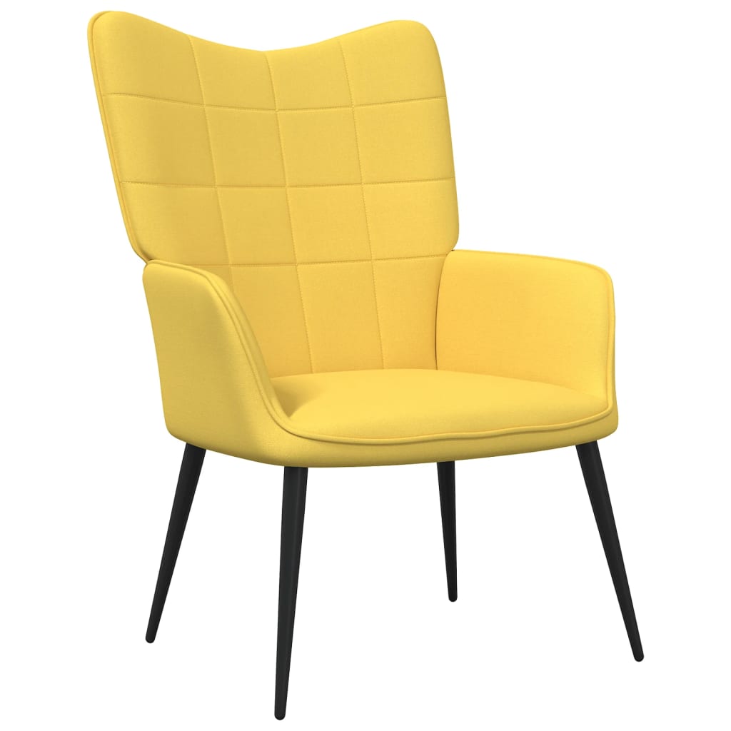 vidaXL Stol za sproščanje s stolčkom gorčično rumeno blago