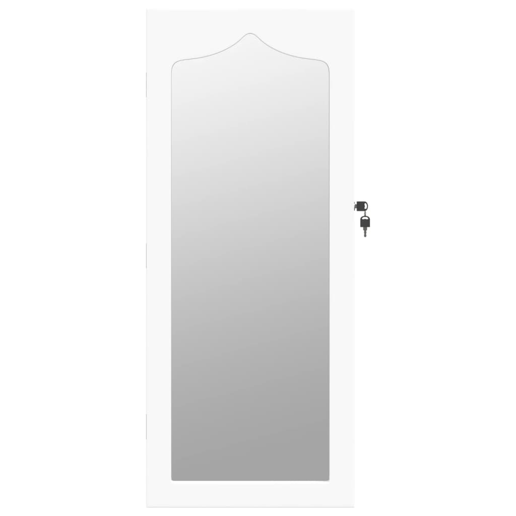 vidaXL Omarica za nakit z ogledalom stenska bela 37,5x10x90 cm