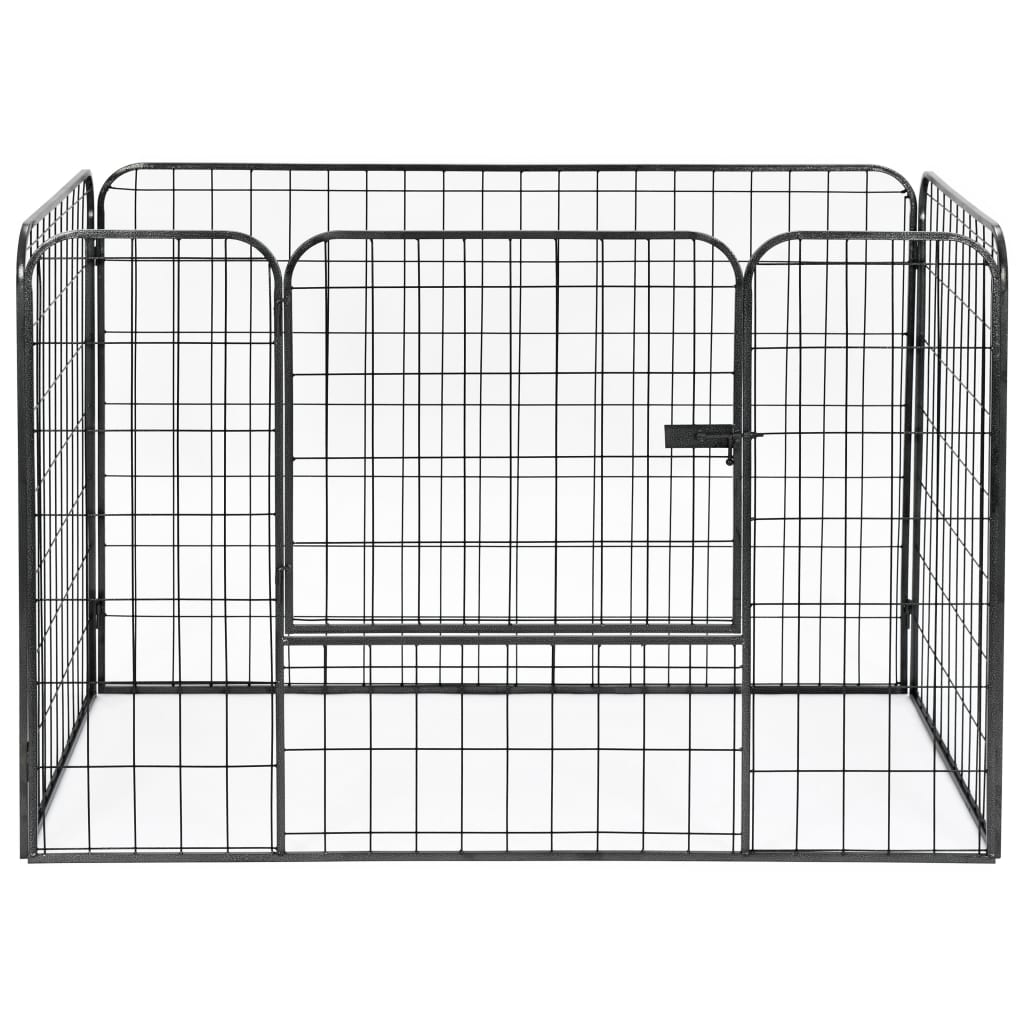 vidaXL Trpežna pasja ograda črna 120x80x70 cm jeklo
