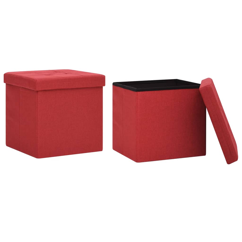 vidaXL Zložljiv stolček s prostorom za shranjevanje 2 kosa vinsko rdeč