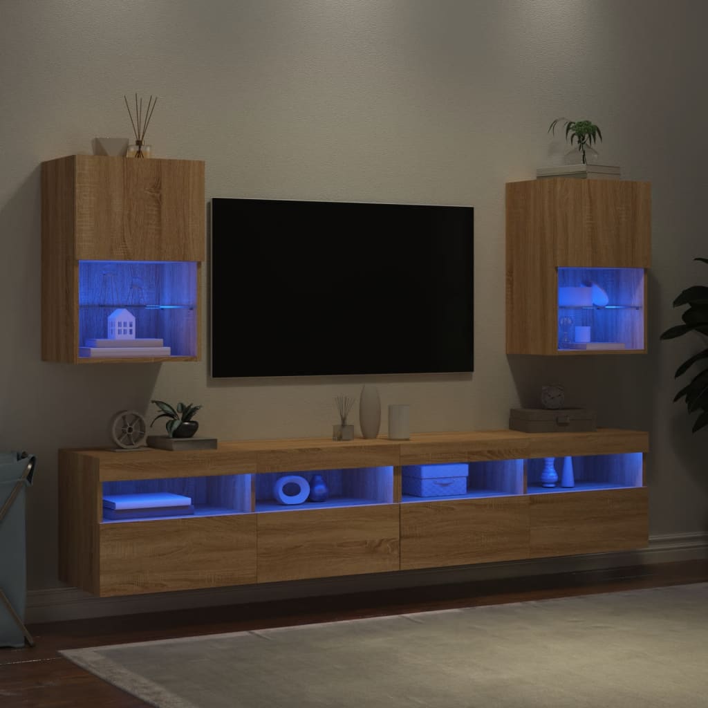 vidaXL TV omarica z LED lučkami 2 kosa sonoma hrast 40,5x30x60 cm