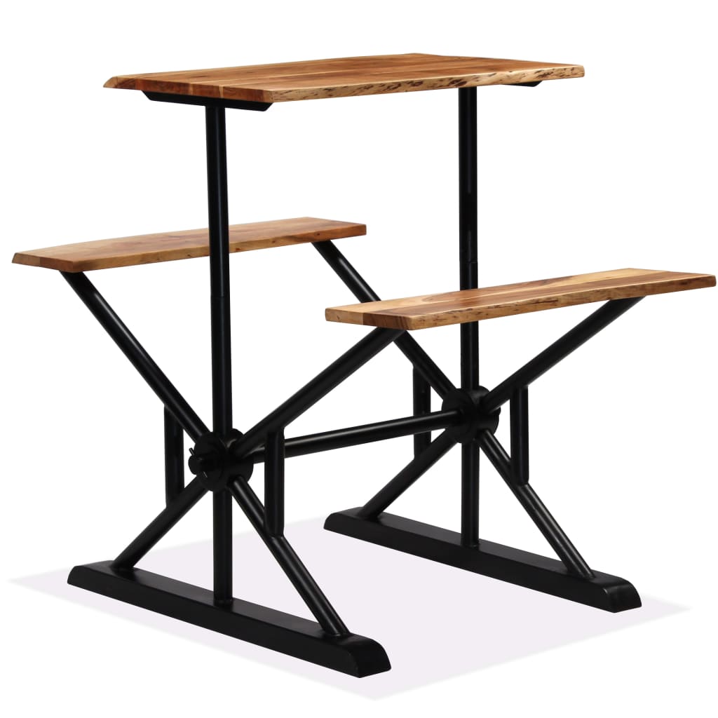 vidaXL Barska miza s klopema trden akacijev les 80x50x107 cm