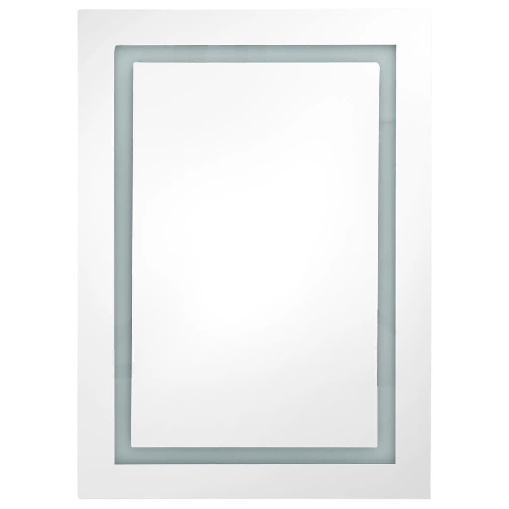 vidaXL LED kopalniška omarica z ogledalom bela in hrast 50x13x70 cm